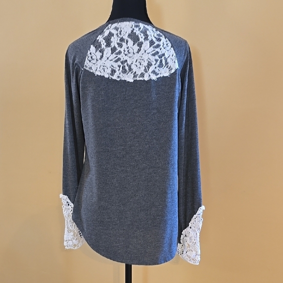 Jolt Boho Red and White Long Sleeve Blouse S - Picture 3 of 4